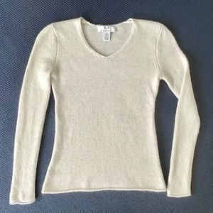 MAGASCHONI VNECK CASHMERE GLACIER HEATHER & SILVER SWEATER IN FAB CONDITION XS-S